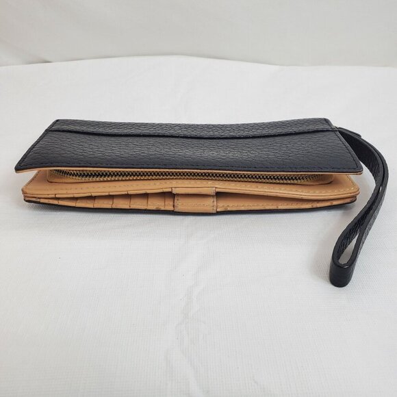 Kate Spade Black Pebbled Leather Wallet Clutch Card Pockets Snap One Size - Picture 7 of 15